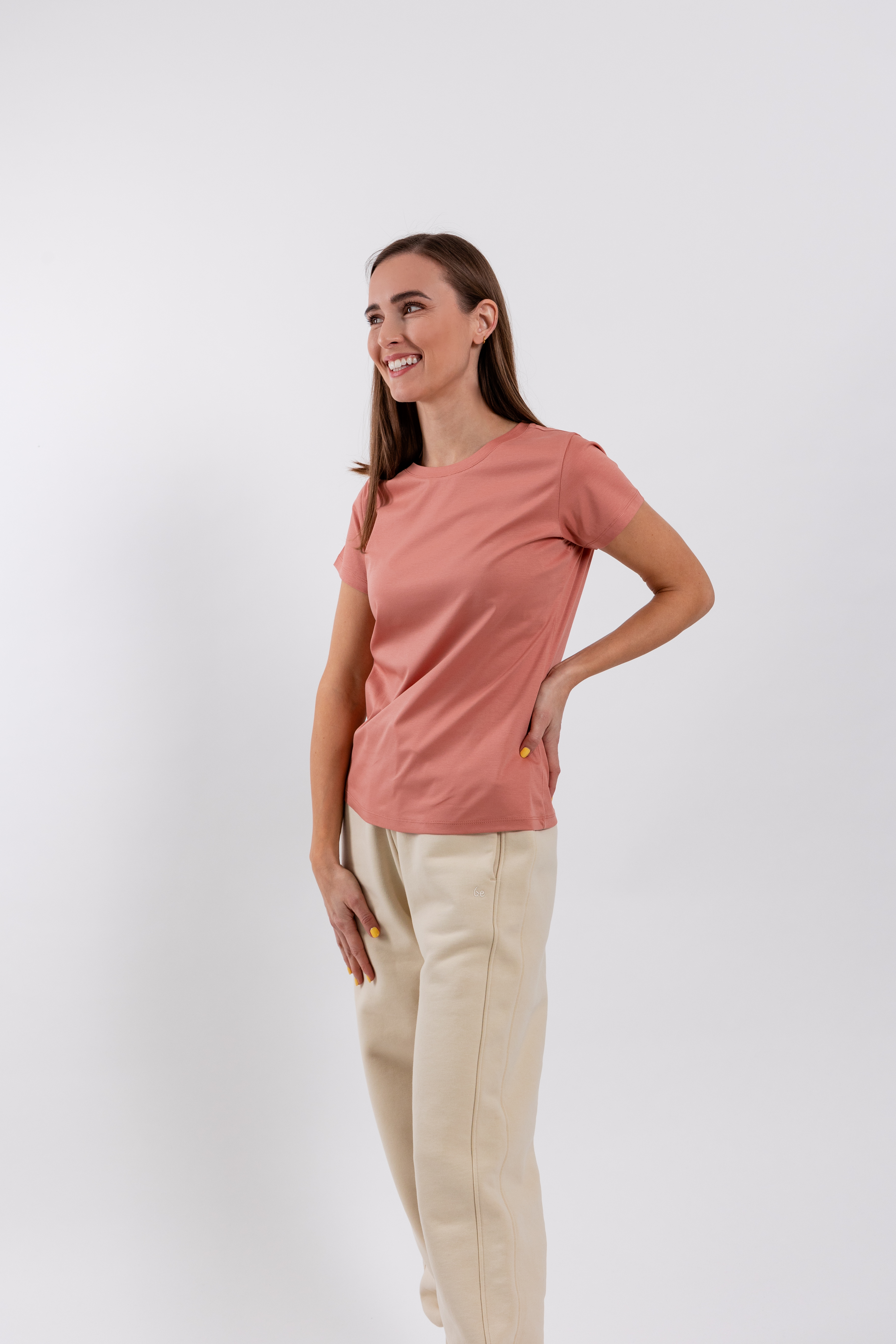 T-shirt femme à décollté ronde Be Lenka Essentials - Salmon Pink.