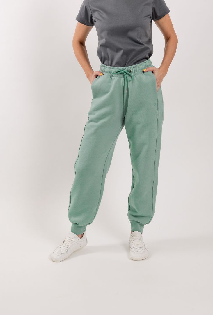 Pantalon de survêtement pour femme Be Lenka Essentials - Pistachio Green.
Le tissu éponge français évacue très bien l'humidité et est en quelque sorte hydrofuge.Le tricot de type 