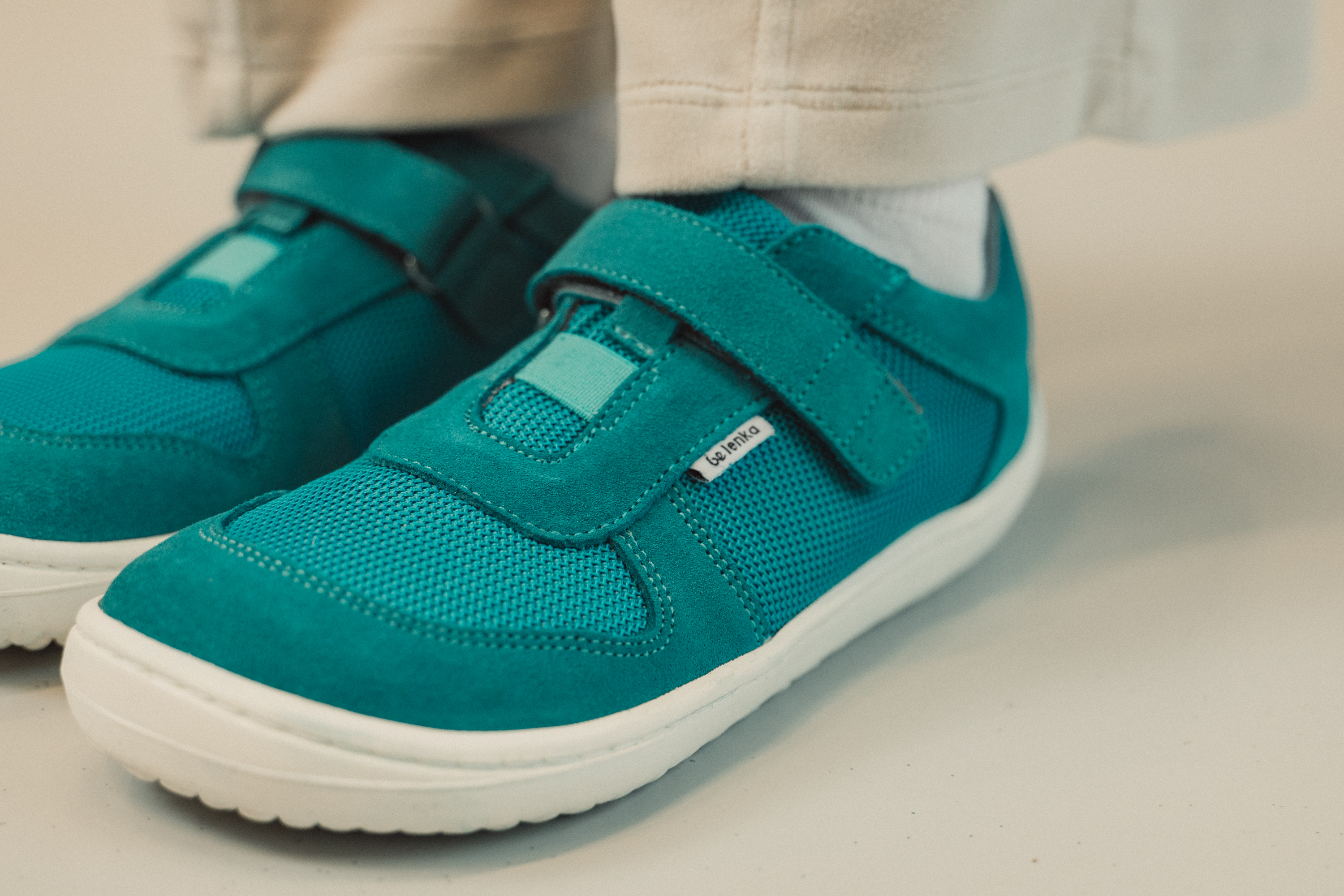 Baskets enfants barefoot Be Lenka Joy - Turquoise & White.