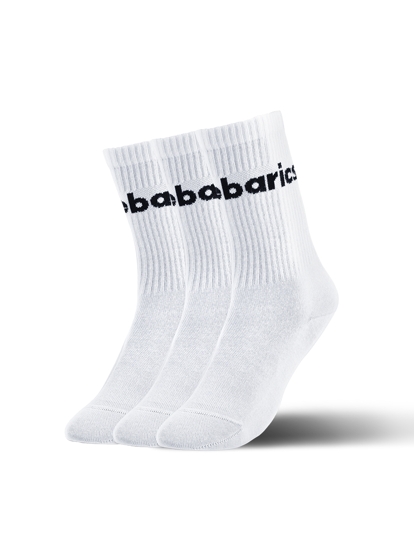 Barebarics - Chaussettes Barefoot - Crew - White - Big logo - 3 pack