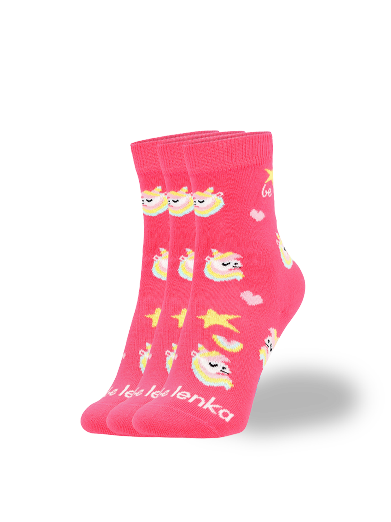 Chaussettes enfants Barefoot Be Lenka Kids - Crew - Unicorn - BubleGum Pink - 3 pack